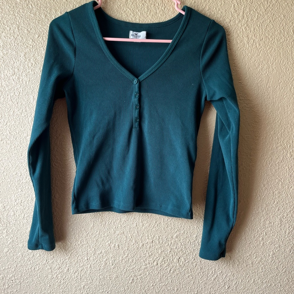 Hollister Blue Fitted Buttoned Blouse